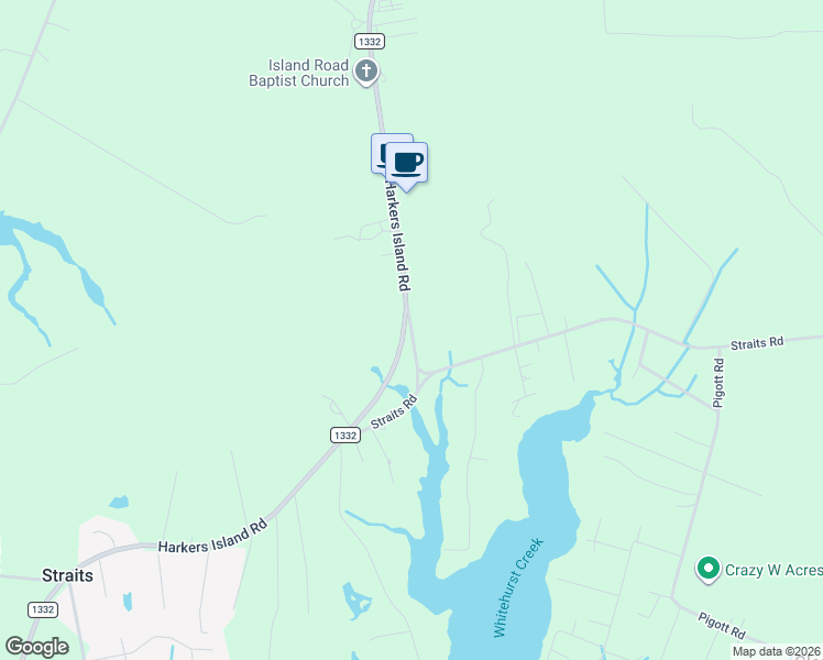 map of restaurants, bars, coffee shops, grocery stores, and more near Straits Cut-Off Road in Carteret County
