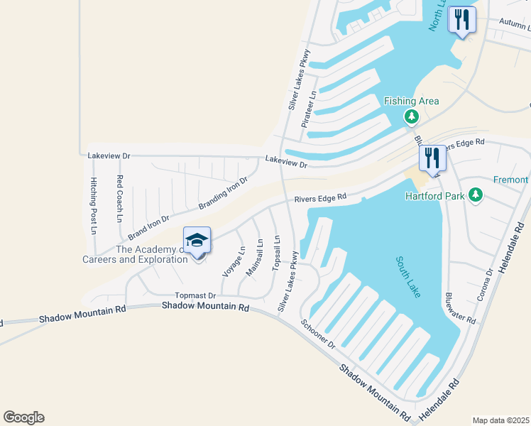 map of restaurants, bars, coffee shops, grocery stores, and more near 26714 Topsail Lane in Helendale