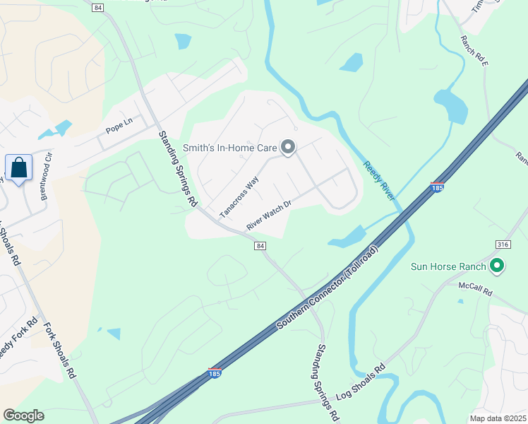map of restaurants, bars, coffee shops, grocery stores, and more near 17 River Watch Drive in Greenville