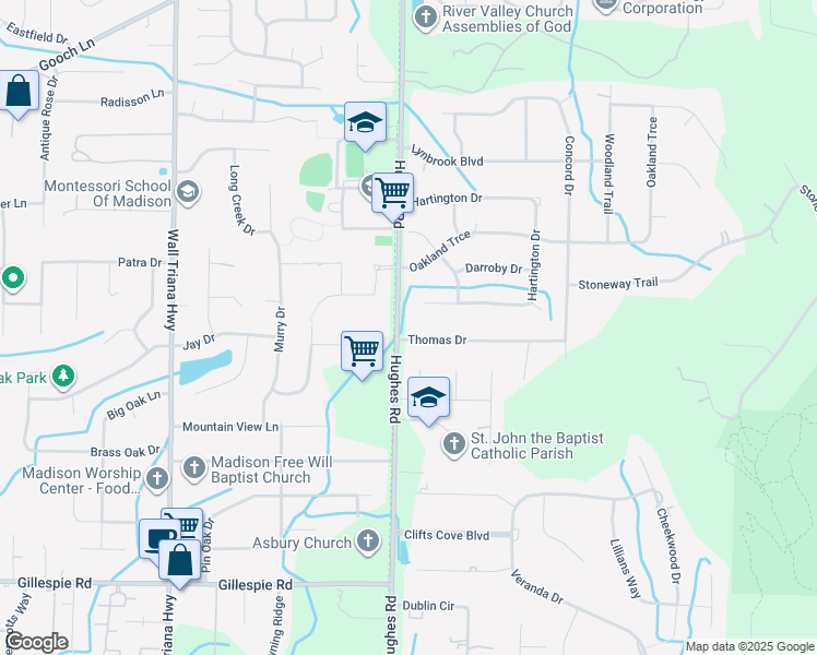 map of restaurants, bars, coffee shops, grocery stores, and more near 1115 Hughes Road in Madison