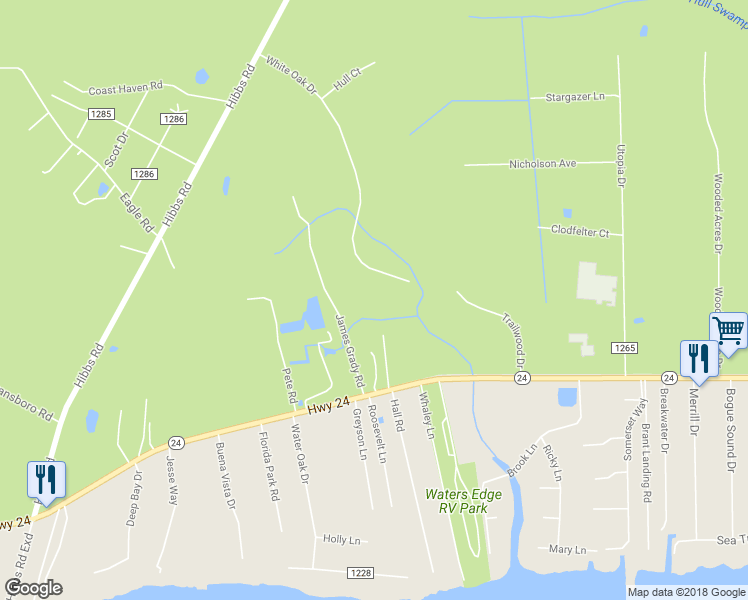 map of restaurants, bars, coffee shops, grocery stores, and more near 360 White Oak Drive in Newport