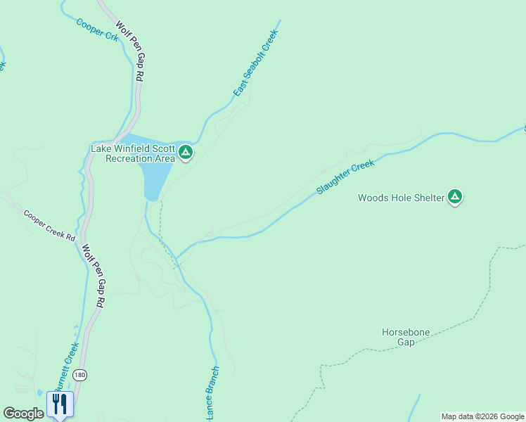 map of restaurants, bars, coffee shops, grocery stores, and more near 495 Slaughter Creek Road in Suches