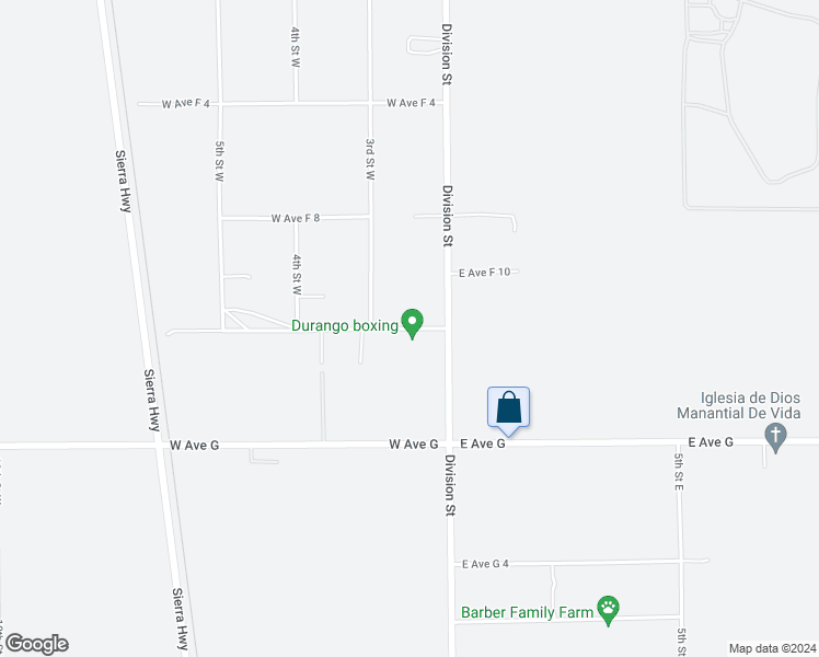 map of restaurants, bars, coffee shops, grocery stores, and more near 142 West Avenue F 12 in Lancaster