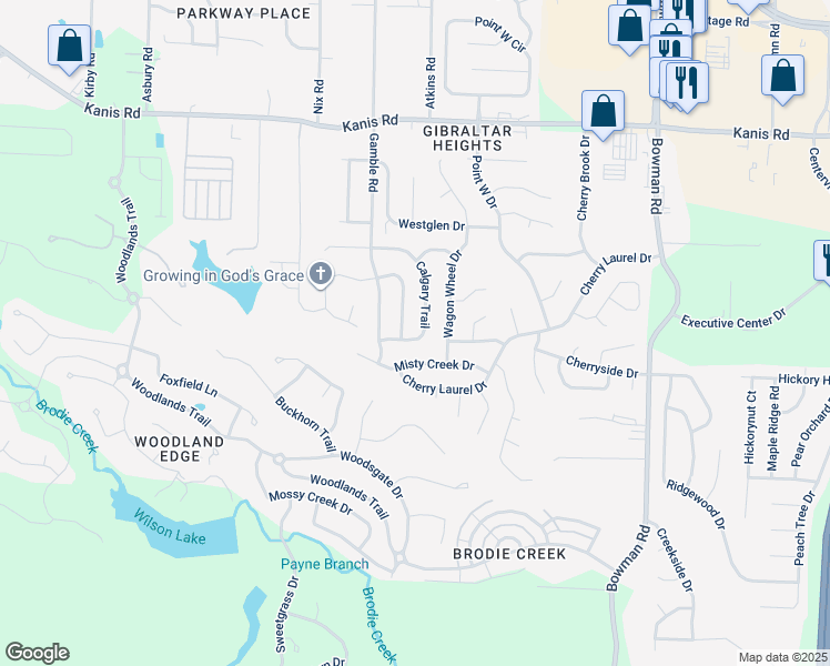 map of restaurants, bars, coffee shops, grocery stores, and more near 1914 Calgary Trail in Little Rock