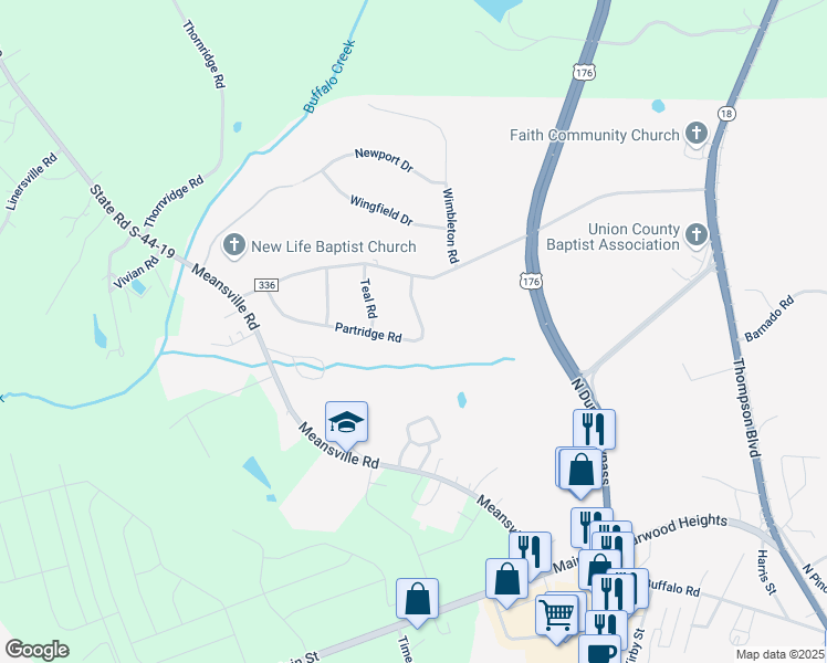 map of restaurants, bars, coffee shops, grocery stores, and more near 106 Partridge Road in Union