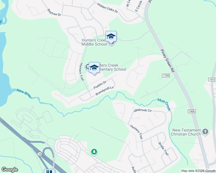 map of restaurants, bars, coffee shops, grocery stores, and more near 2157 Brandymill Lane in Jacksonville