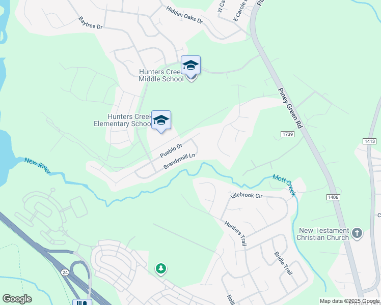 map of restaurants, bars, coffee shops, grocery stores, and more near 2181 Brandymill Lane in Jacksonville