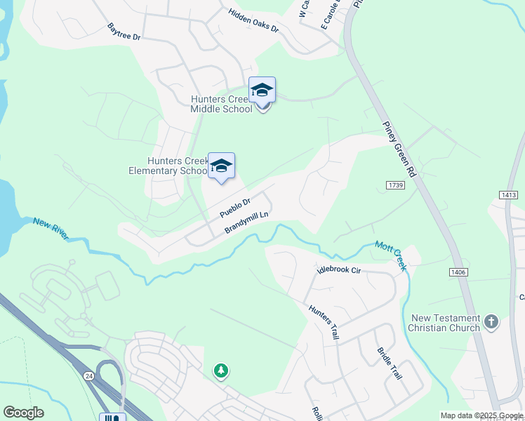 map of restaurants, bars, coffee shops, grocery stores, and more near 2185 Brandymill Lane in Jacksonville