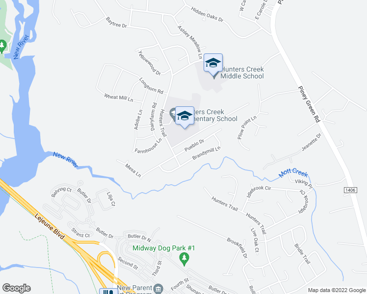 map of restaurants, bars, coffee shops, grocery stores, and more near 1115 Pueblo Drive in Jacksonville