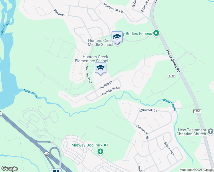 map of restaurants, bars, coffee shops, grocery stores, and more near 1128 Pueblo Drive in Jacksonville