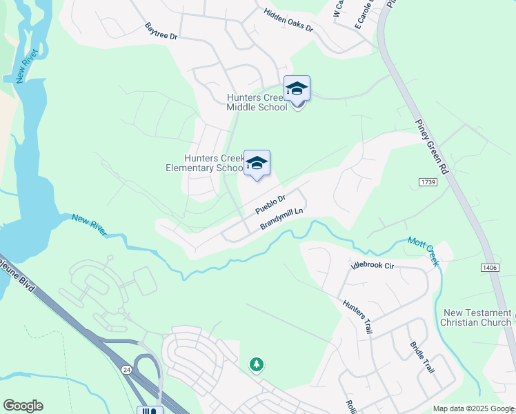 map of restaurants, bars, coffee shops, grocery stores, and more near 1117 Pueblo Drive in Jacksonville