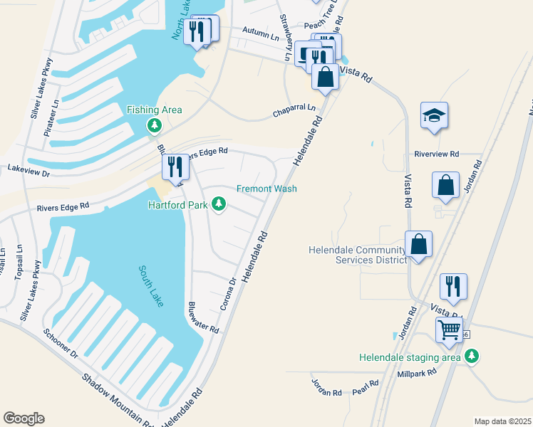 map of restaurants, bars, coffee shops, grocery stores, and more near 26733 Corona Drive in Helendale