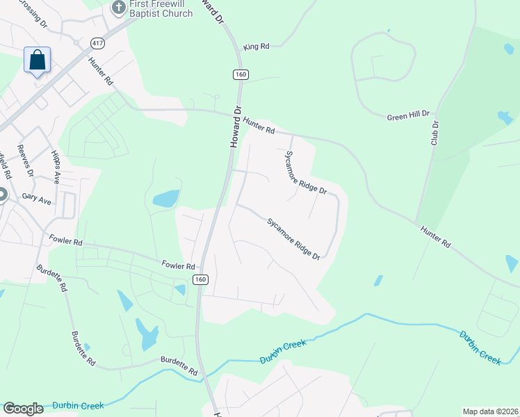 map of restaurants, bars, coffee shops, grocery stores, and more near 9 Sycamore Ridge Drive in Simpsonville