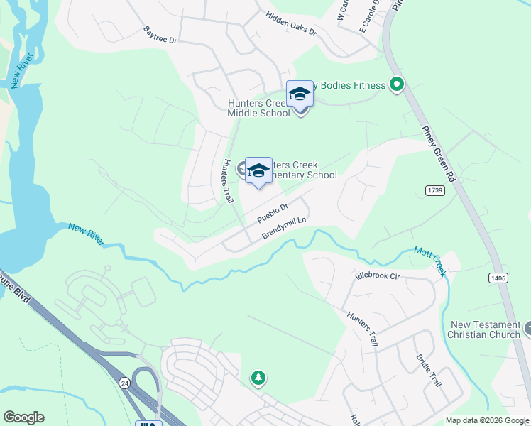 map of restaurants, bars, coffee shops, grocery stores, and more near 1125 Pueblo Drive in Jacksonville