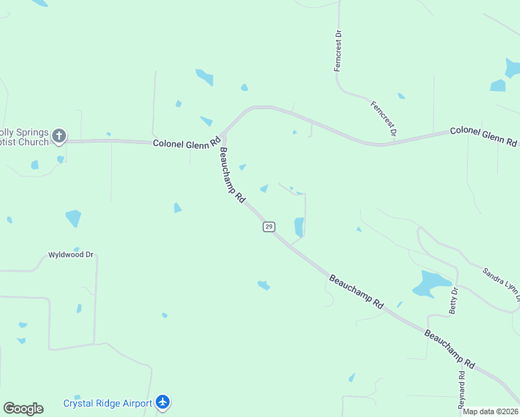 map of restaurants, bars, coffee shops, grocery stores, and more near 2304 Beauchamp Road in Little Rock