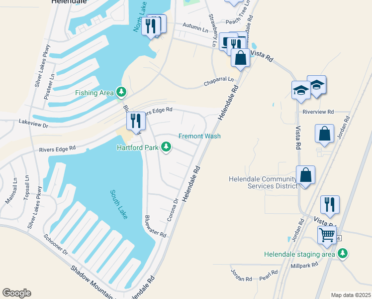 map of restaurants, bars, coffee shops, grocery stores, and more near 14858 Hartford Lane in Helendale
