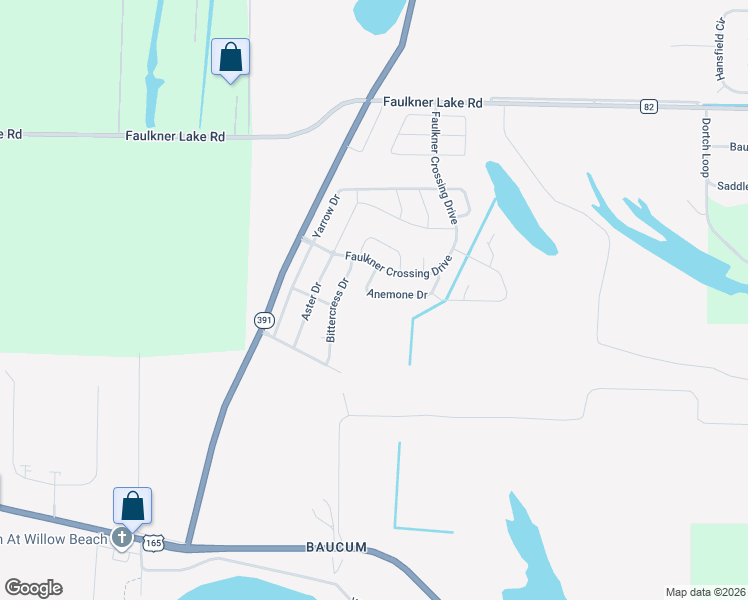 map of restaurants, bars, coffee shops, grocery stores, and more near 1101 Anemone Drive in North Little Rock
