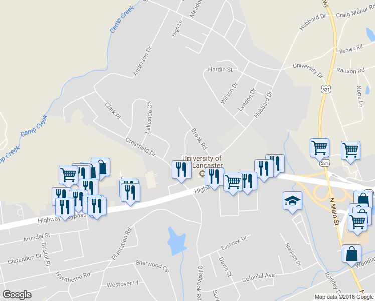 map of restaurants, bars, coffee shops, grocery stores, and more near 1110 Fowler Road in Lancaster