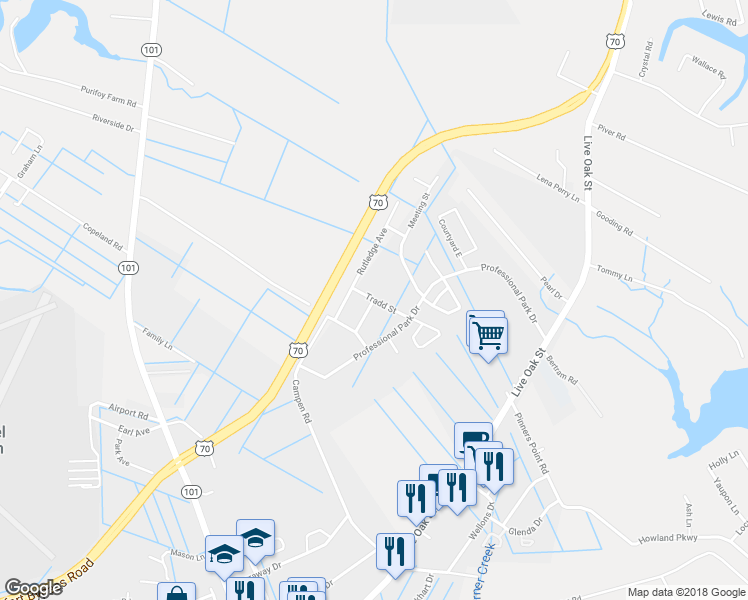 map of restaurants, bars, coffee shops, grocery stores, and more near 499 Tradd Street in Beaufort