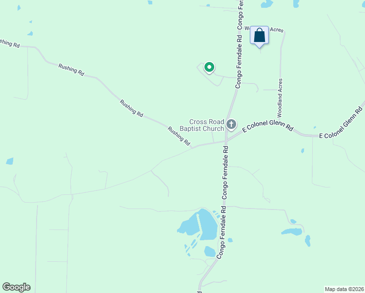 map of restaurants, bars, coffee shops, grocery stores, and more near 210 Rushing Road in Little Rock