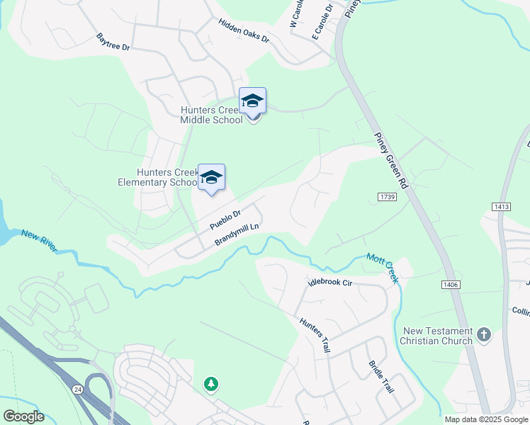 map of restaurants, bars, coffee shops, grocery stores, and more near 2276 Brandymill Lane in Jacksonville