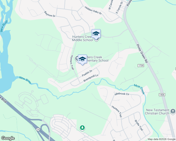 map of restaurants, bars, coffee shops, grocery stores, and more near 1159 Pueblo Drive in Jacksonville