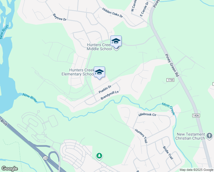 map of restaurants, bars, coffee shops, grocery stores, and more near 1145 Pueblo Drive in Jacksonville