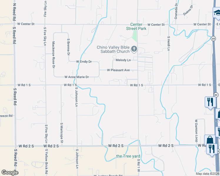 map of restaurants, bars, coffee shops, grocery stores, and more near 1066-1484 West Road 1 South in Chino Valley