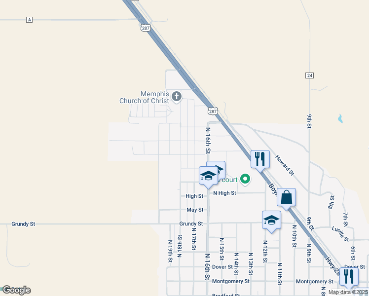map of restaurants, bars, coffee shops, grocery stores, and more near Greenwood Street in Memphis