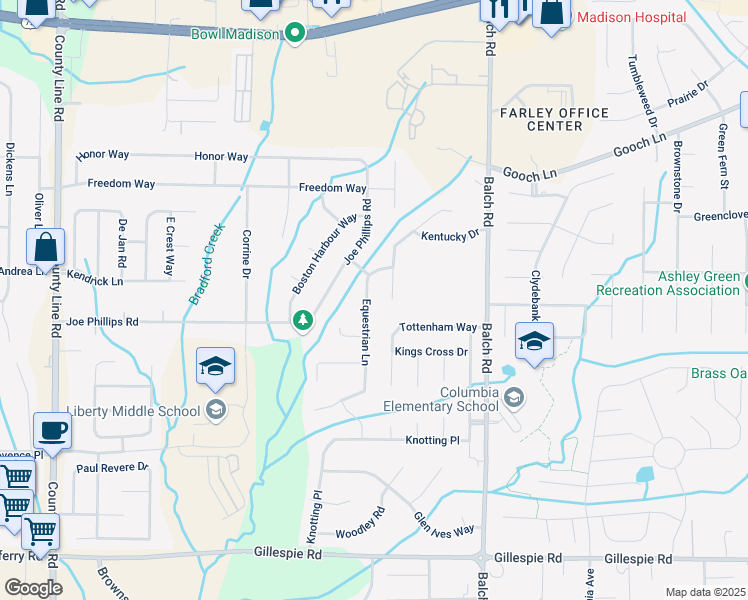 map of restaurants, bars, coffee shops, grocery stores, and more near 111 Equestrian Lane in Madison