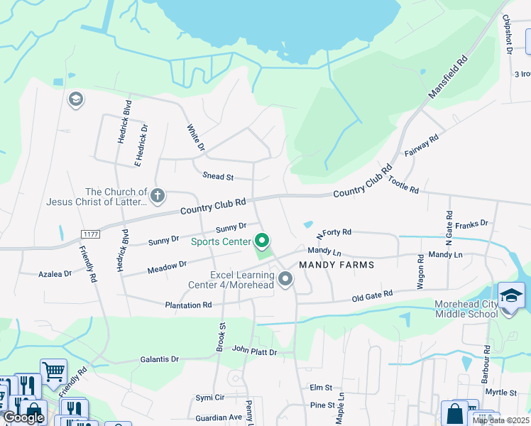 map of restaurants, bars, coffee shops, grocery stores, and more near 3407 Country Club Road in Morehead City