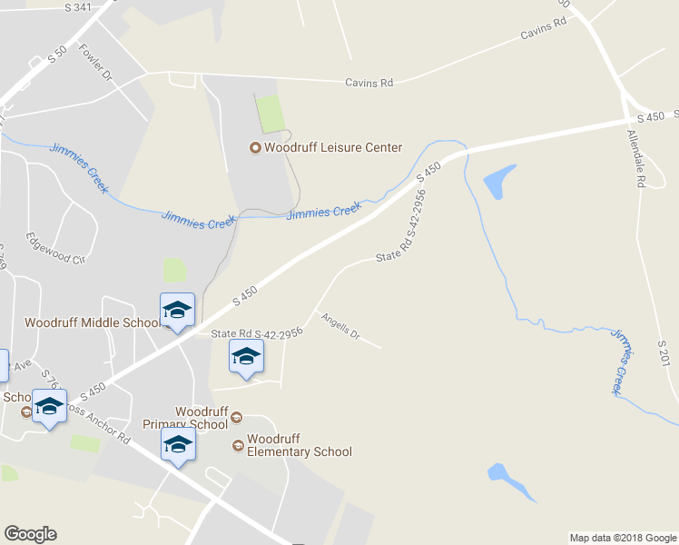 map of restaurants, bars, coffee shops, grocery stores, and more near 192 State Road S-42-2956 in Woodruff