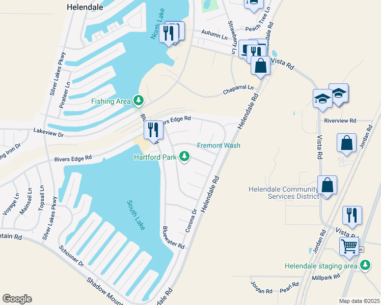 map of restaurants, bars, coffee shops, grocery stores, and more near 14800 Hartford Lane in Helendale