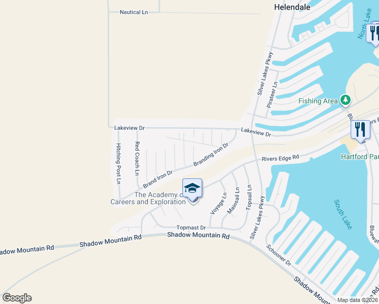 map of restaurants, bars, coffee shops, grocery stores, and more near 26768 Stirrup Lane in Helendale