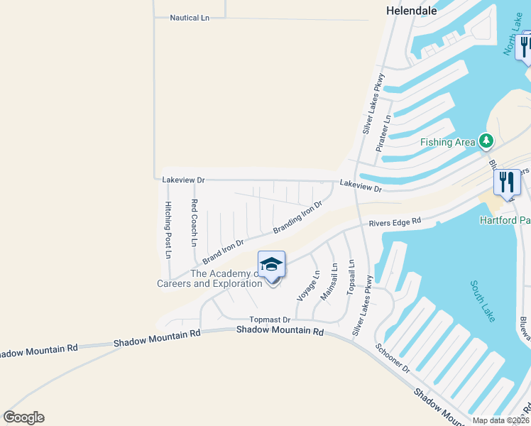 map of restaurants, bars, coffee shops, grocery stores, and more near 26768 Stirrup Lane in Helendale