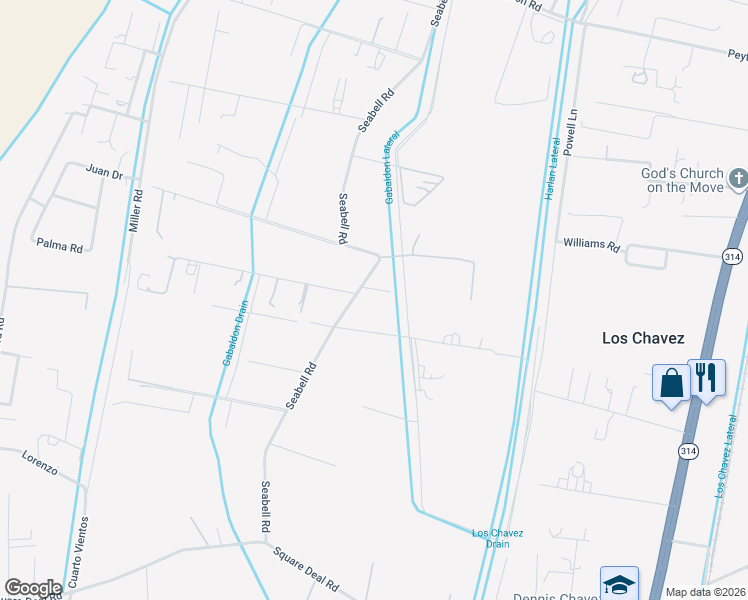 map of restaurants, bars, coffee shops, grocery stores, and more near 61 Seabell Road in Belen