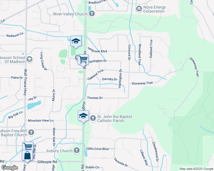 map of restaurants, bars, coffee shops, grocery stores, and more near 108 Darroby Drive in Madison