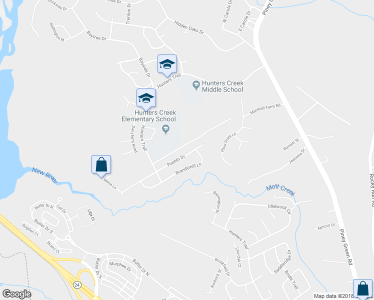 map of restaurants, bars, coffee shops, grocery stores, and more near 1159 Pueblo Drive in Jacksonville