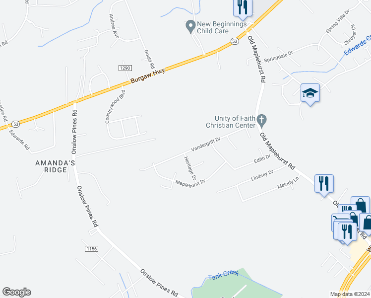 map of restaurants, bars, coffee shops, grocery stores, and more near 99 Vandergrift Drive in Jacksonville