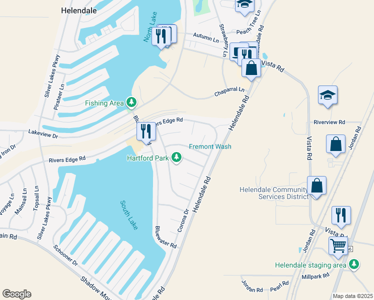 map of restaurants, bars, coffee shops, grocery stores, and more near 14827 Crofton Lane in Helendale