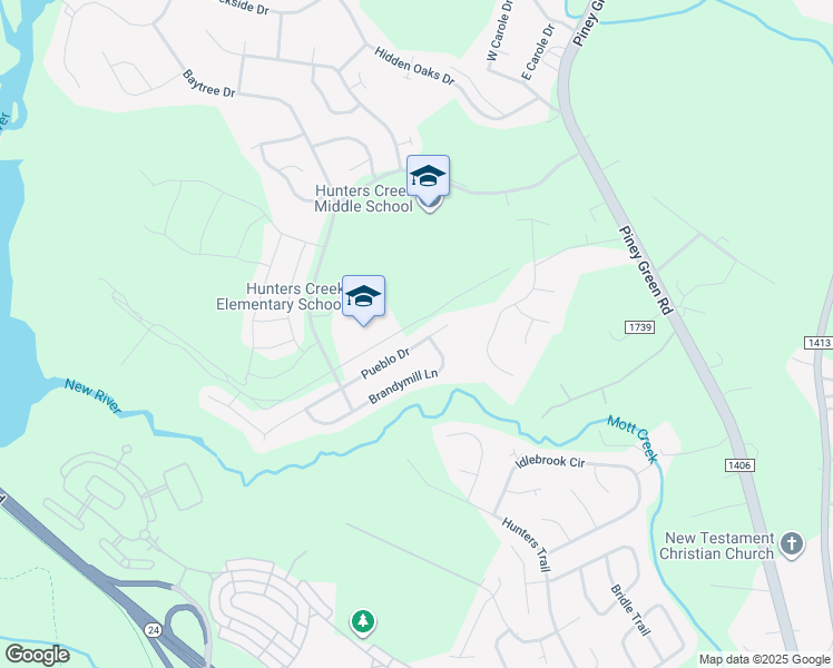 map of restaurants, bars, coffee shops, grocery stores, and more near 1175 Pueblo Drive in Jacksonville