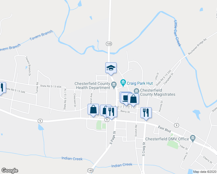 map of restaurants, bars, coffee shops, grocery stores, and more near 216 Mill Street in Chesterfield