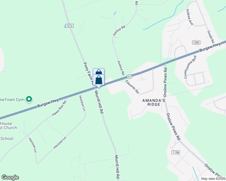 map of restaurants, bars, coffee shops, grocery stores, and more near 2051 Burgaw Highway in Jacksonville