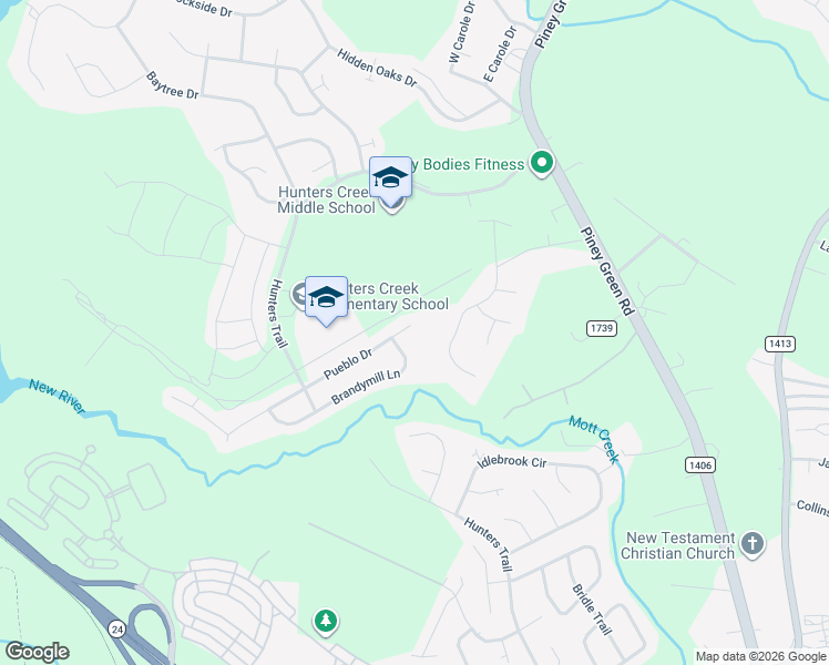 map of restaurants, bars, coffee shops, grocery stores, and more near 1208 Pueblo Drive in Jacksonville