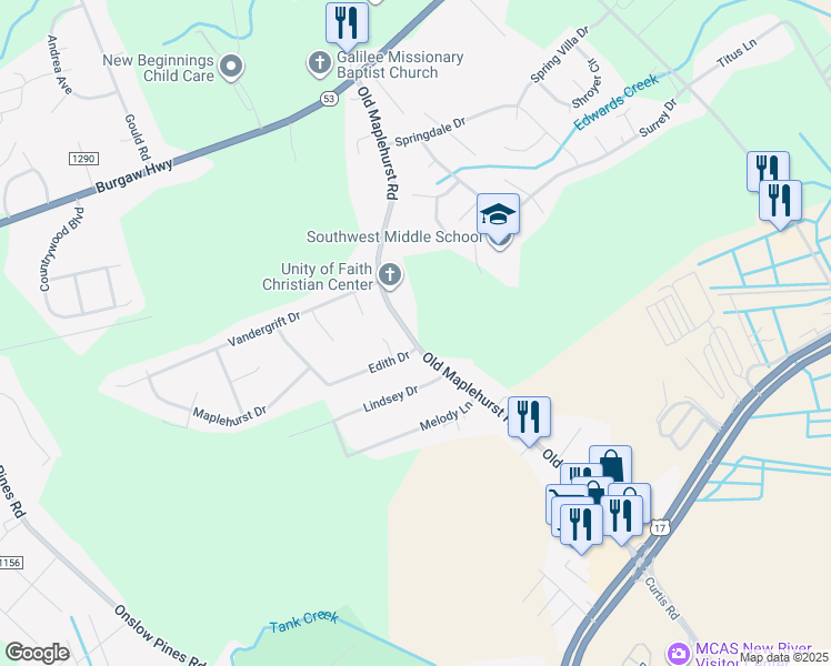 map of restaurants, bars, coffee shops, grocery stores, and more near 1252 Old Maplehurst Road in Jacksonville