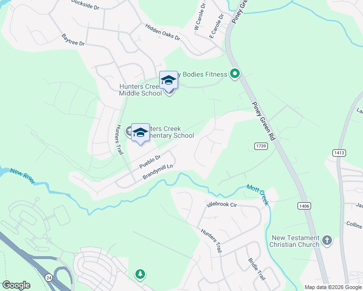 map of restaurants, bars, coffee shops, grocery stores, and more near 1208 Pueblo Drive in Jacksonville