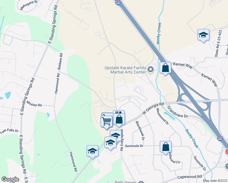 map of restaurants, bars, coffee shops, grocery stores, and more near 357 Neely Ferry Road in Simpsonville