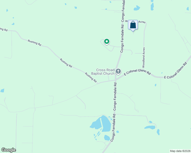 map of restaurants, bars, coffee shops, grocery stores, and more near 210 Rushing Road in Little Rock