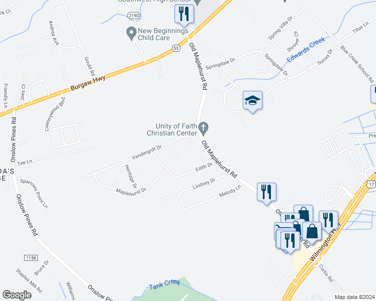 map of restaurants, bars, coffee shops, grocery stores, and more near 12 Cates Court in Jacksonville