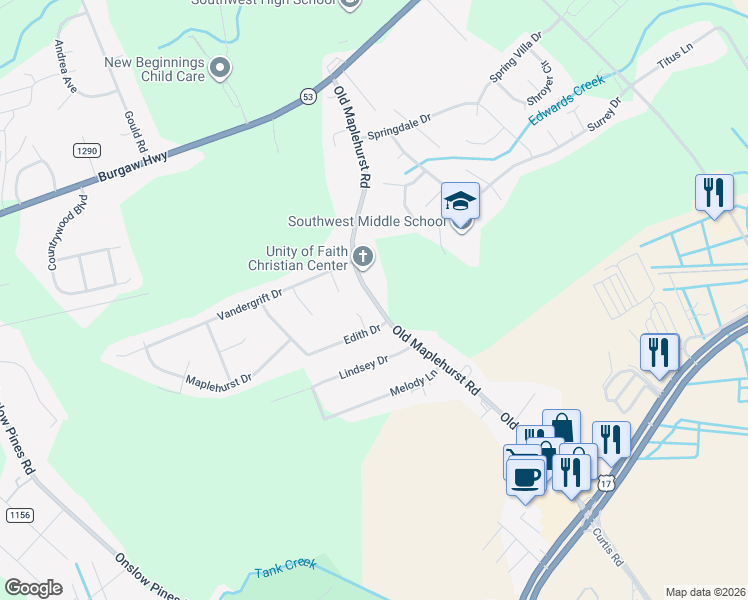 map of restaurants, bars, coffee shops, grocery stores, and more near 1252 Old Maplehurst Road in Jacksonville
